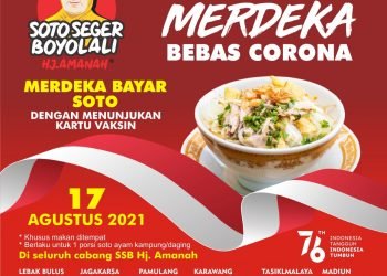 Ramaikan HUT RI ke-76, Soto Seger Boyolali Hj Amanah Bagikan Semangkok Soto Gratis