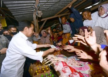 Presiden Jokowi Serahkan Bantuan Sosial kepada Pedagang di Pasar Sila