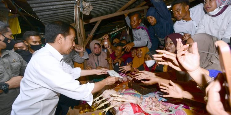 Presiden Jokowi Serahkan Bantuan Sosial kepada Pedagang di Pasar Sila